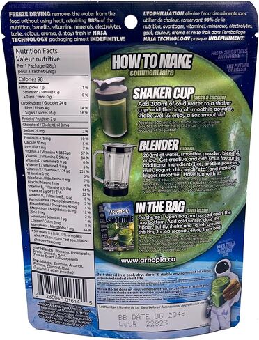 Arkopia Freeze Dried Smoothies - Tropic 12 Pack | Sweet Tropical Fruit | $4.99/Smoothie | Pure, Raw, Whole, & Natural | Just add water & enjoy a fresh smoothie | All the nutrition as fresh | BB date 2049-01 | Tropic 12pk in Saudi Arabia