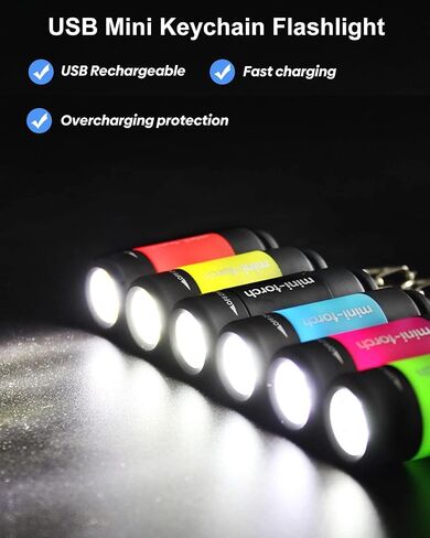 مصابيح يدوية صغيرة بسلسلة مفاتيح قابلة لإعادة الشحن عبر USB، مشاعل LED صغيرة ملونة للأطفال/الكبار للتخييم والمشي لمسافات طويلة، مصابيح جيب مقاومة للماء لحقيبة الظهر/الحزام، (3 عبوات) in Kuwait