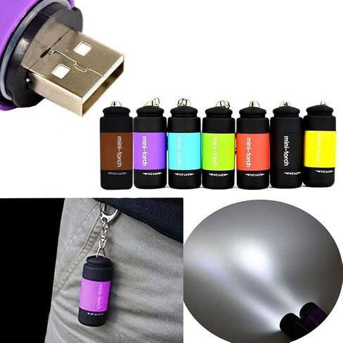 مصابيح يدوية صغيرة بسلسلة مفاتيح قابلة لإعادة الشحن عبر USB، مشاعل LED صغيرة ملونة للأطفال/الكبار للتخييم والمشي لمسافات طويلة، مصابيح جيب مقاومة للماء لحقيبة الظهر/الحزام، (3 عبوات) in Kuwait