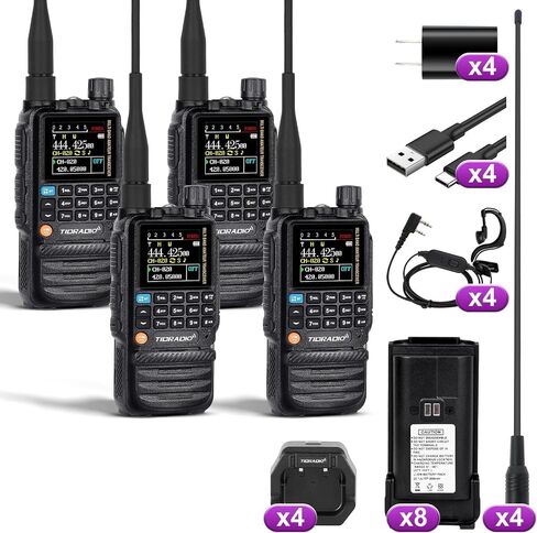 TIDRADIO TD-H3 GMRS Radio (4 Pack),USB-C Programming & Charging,Multi-Band Receiving Two-Way Radio,8pcs 2500mAh Battery,AM/FM Reception,NOAA VOX SCAN,Walkie Talkie with Earpiece & Airband Antenna in Saudi Arabia