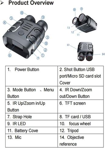 Night Vision Goggles 2.4" LCD Display Infrared Binoculars with 5X Digital Zoom 1080P Night Vision Goggles black in Kuwait
