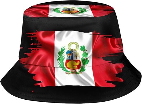 Peru Flag Bucket Hat Wide Brim Sun Protection Hat Boonie Hats Fishing Hiking Safari Outdoor Peruvian Hats for Men Women in Kuwait