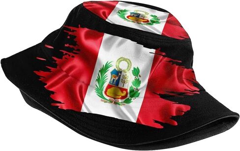 Peru Flag Bucket Hat Wide Brim Sun Protection Hat Boonie Hats Fishing Hiking Safari Outdoor Peruvian Hats for Men Women in Kuwait