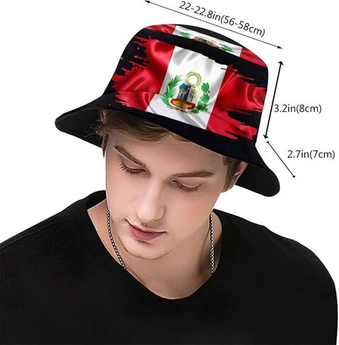 Peru Flag Bucket Hat Wide Brim Sun Protection Hat Boonie Hats Fishing Hiking Safari Outdoor Peruvian Hats for Men Women in Kuwait