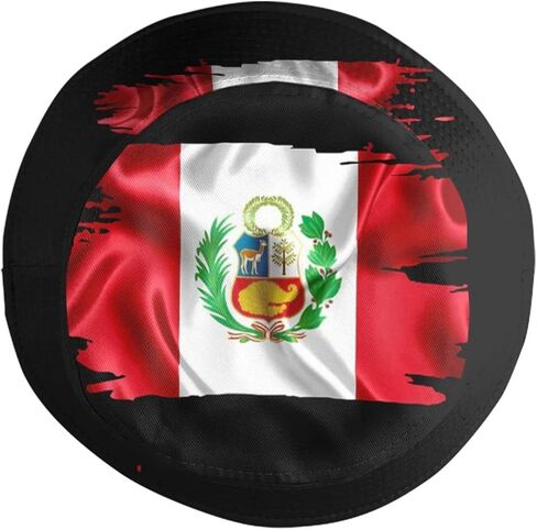 Peru Flag Bucket Hat Wide Brim Sun Protection Hat Boonie Hats Fishing Hiking Safari Outdoor Peruvian Hats for Men Women in Kuwait