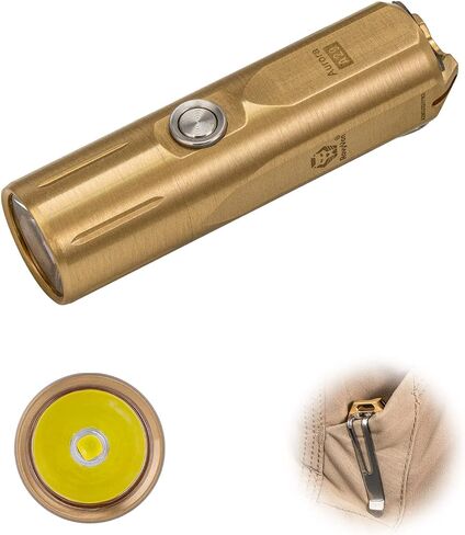 RovyVon Aurora A29 مصباح يدوي EDC نحاسي 1000 لومن عالي، مصباح يدوي بسلسلة مفاتيح قابلة لإعادة الشحن USB صغير مع ضوء القمر/الذاكرة 7 أوضاع، IP68، رائع للاستخدام اليومي/في الهواء الطلق/تقديم الهدايا in Saudi Arabia