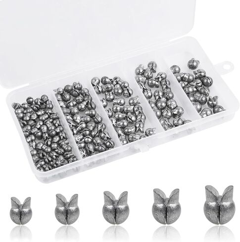 FishingWeight Sinker Fishing Removable Split Shot Weight with Tackle Box Round Egg Fishing Sinker Lead Weight Clip On Weights Bass Fishing Freshwater 165PCS in Kuwait