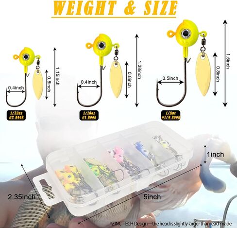 ZINC-TECH Crappie Jigs, Glow in Dark 3D Big Eyes Fishing Jig Head 1/8oz 1/16oz 1/32oz for Crappie Panfish Trout Perch Walleye in Saudi Arabia