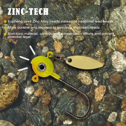 ZINC-TECH Crappie Jigs, Glow in Dark 3D Big Eyes Fishing Jig Head 1/8oz 1/16oz 1/32oz for Crappie Panfish Trout Perch Walleye in Saudi Arabia