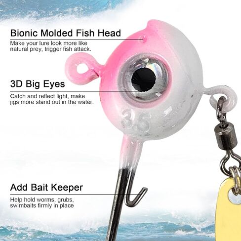 ZINC-TECH Crappie Jigs, Glow in Dark 3D Big Eyes Fishing Jig Head 1/8oz 1/16oz 1/32oz for Crappie Panfish Trout Perch Walleye in Saudi Arabia