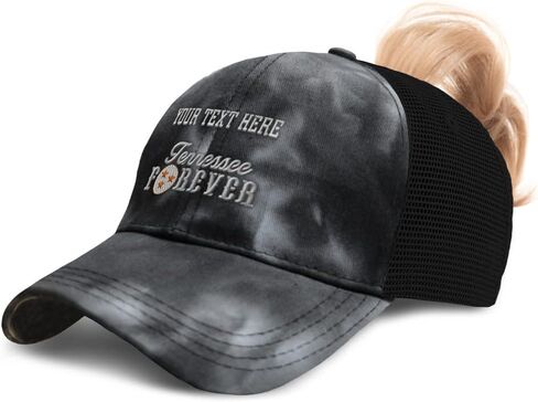 Womens Ponytail Cap Tennessee Forever America Cotton USA Distressed Trucker Caps in Saudi Arabia