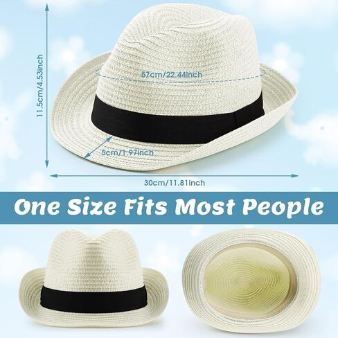 Sintege 12 قطعة قبعة صيفية للشمس للنساء والرجال قبعة من القش قابلة للطي من القش ذات حافة قصيرة بنما قبعة شاطئ بنما قابلة للتعبئة للسيدات والرجال لقضاء العطلات، كاكي بيج وأبيض in Kuwait