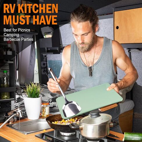 Camping Cooking Utensil Set 16 PCS Camp Kitchen Utensils Kit with Organizer Case Bag, Portable RV Camping Cooking Essentials Accessories for Cookouts Stainless Steel in Kuwait