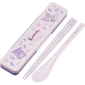 Kuromi Utensil Set - Includes Reusable Chopstick and Spoon and Carrying Case - Authentic Japanese Design - Durable, Dishwasher Safe - Floral Wreath