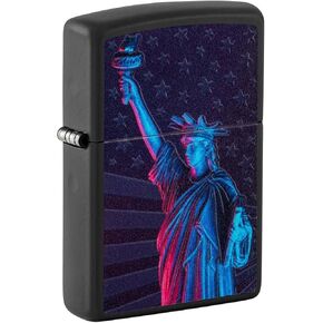 Zippo Lighter: Statue of Liberty, Blacklight - Black Matte 81282