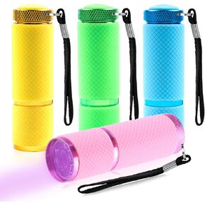 LED Flashlight,4 Pack Small Glow Flashlights Mini LED Flashlights Rubber Coated Flashlights with 9 LED Lights,Portable Handy Lights for Camping, Hiking, Indoor,Nail Gel Dryer