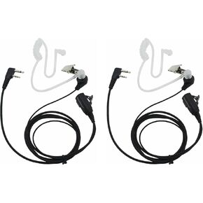 2 Pin PTT Mic Covert Acoustic Tube Earpiece Headset is Compatible with Icom Radio IC-F24S IC-F31 IC-F3 IC-F3S IC-F4 (Pack of 2)