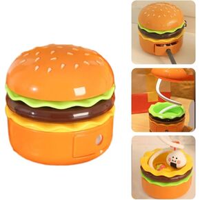 LED Rechargeable Hamburger Desk Lamp, Creative Children's Toy Light with Pencil Sharpener, Warm White Eye Protection Bedside Lamp, Work and Study Desktop Decorative Lamp.