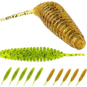 Soft Plastic Fishing Lures Fishing Worms for Bass Trout Walleye Bionic Soft Leech Fishing Minnow Bait TPE Material Finesse Worms Ribbed Body