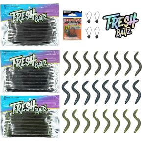 FRESHBAITZ Bass Fishing Wacky Pack | Soft Plastic Fishing Lures for Bass, Wacky Rig Fishing Lure Kit