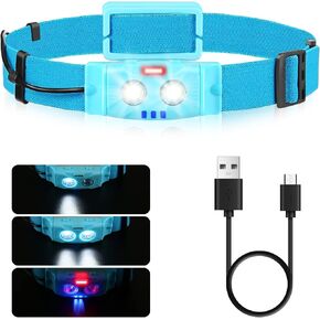 LED Headlamp Rechargeable, Super Bright Head Lamp with 5 Modes, Red Light Headlamp Flashlights for Adults and Kids, IPX4 Waterproof Headlight for Outdoor Camping, Hiking, Running