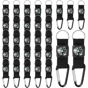 30 Pcs Belt Clip Compass Black Prize Belt Compass Keychain Compass Bulk Metal Work Clips Guiding Hiking Carabiner Outdoors Boys Girls Scouts Rock Climbing Camo Birthday Party Favors