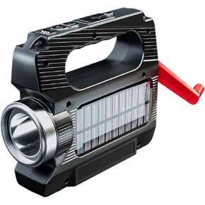 WARSUN Hand Crank Solar Powered Flashlight, Emergency Rechargeable LED Flashlight, Survival Flashlight with 6 Modes, 600 Lumens, Up to 20 Hours of Runtime, Great for Outdoor, Camping, Hiking, Fishing