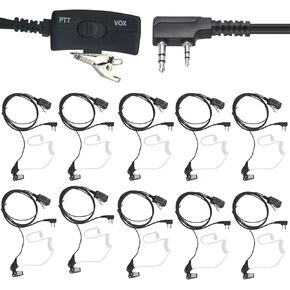 2-Way Radio Vox Ptt Earpiece Ear Piece 2 Pin Headset Walkie Talkie Headphone for Baofeng Retevis Samcom Kenwood uv5r uv 5r uv-5r rt21 rt22 tk-2312(Multibulk 10Pack)