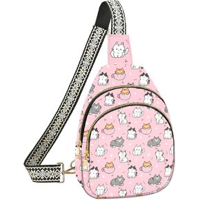 Women Leather Sling Bag Casual Crossbody Bag Waterproof Sling Backpack for Travel Shopping Work