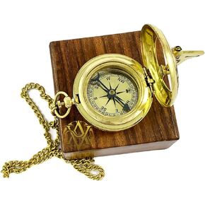 Brass Nautical Compass with Leather Case, Birthday Present, Baptism Gifts, for Sailor, Hiking, Camping Compass, Boat Compass, Gifts for Kids Children Teen Family, Navy Compass