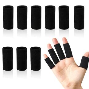 Whale Finger Sleeves Protectors, 10Pcs Sport Finger Sleeves Elastic Thumb Brace Support for Basketball Golf Premium Finger Sleeves for Arthritis Perfect for Relieving Pain (10PCS black set)