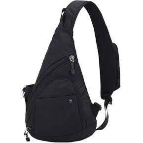 Crossbody Bags for Women Men, Crossbody Backpack for Hiking Running, Fashionable Daypack Chest Bag, Outdoor Crossbody Shoulder Bag,Travel Essentials Sling Bag (Black)