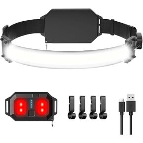 Headlamp Rechargeable, Super Bright 1000 Lumen LED with White Red Light, 230° Wide Beam Illumination Waterproof Headlamp, 5 Modes Headlamps for Camping, Hiking, Hard Hat Runner