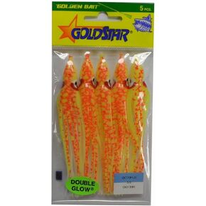 Silver Horde 10808139 Squid (Octopus 3.5) (4¼") 5/pkg. Glow/Flame Spatter