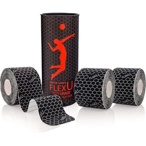Kinesiology Tape - 60 2" x 10" Pre-Cut Strips for Lower Back, Knees, & Shoulders; Pain Relief & Support for Muscles & Joints, Shoulders, Knees & Back, Rheumatism, Gout, Osteoporosis (Black)