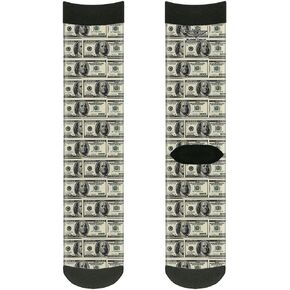 Buckle Down mens Buckle-down Socks 100 Dollar Bills Crew Backpacks, Multicolor, Crew US