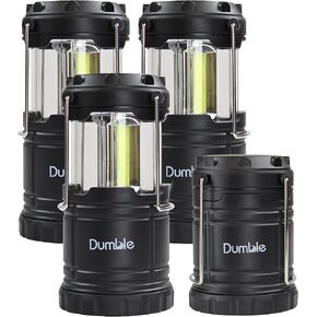 Dumble LED Camping Lantern Lights - 4pk Collapsible Bright White Battery Powered Lanterns for Power Outages, Emergency Supplies, and Outdoor Hiking