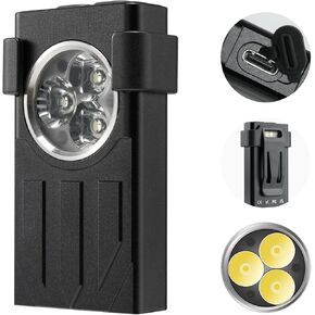 1100 Lumens Pocket Light, EDC Flashlight with Keychain, UV and Red Modes, Magnetic Base and Clip, Rechargeable Mini Light for Camping, Hiking, Emergency - Grey