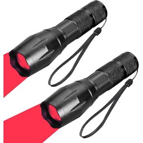 (Pack of 2 One Mode Red Light Flashlight, Single Mode Red LED Flashlight Red Flashlight, Red LED Red Light for Astronomy, Aviation, Night Observation- 2 Pcs Red Flashlights
