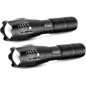 Military Grade Tactical Flashlight Single Mode Zoomable LED Flashlight for Camping Hiking Emergency, 2 Pack