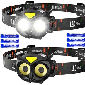 Rechargeable led headlamp,2 Pack LED Head Lamps Super Bright for Running headlamps Night Buddy Headlight with red and White Flashing Lights，Magnetic Attractor ，Hook for a Great Gift!
