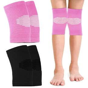 2 Pairs Kids Knee Sleeve Kids Knee Brace Children Knee Support Kids Knee Compression Sleeve Child Knee Pads for Basketball, Volleyball, Sports, Gymnastics (Blue, Black,Medium)