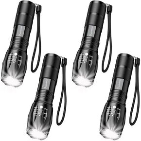 LED Tactical Flashlight Super Bright 2000 Lumen LED Flashlights Portable Outdoor Water Resistant Torch with 5 Light Modes（4Pack）