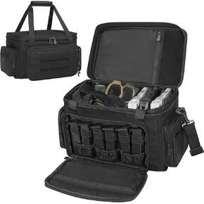 Gun Range Bag for 4 Handguns and Ammo, Pistol Shooting Bag for Hunting Shooting Range Sport, Pistol Carrying Bag with Magazine Slots for Gun Case Accessories 15 x 9.8 x 10.2 inches