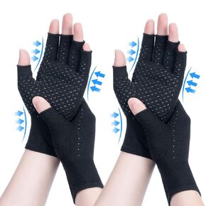 2 Pairs Arthritis Compression Gloves, for Arthritis, Rheumatoid, Osteoarthritis, Carpal Tunnel Pain, Compression Gloves for Arthritis for Women & Men, Anti-Slip Glue dot Gloves for Work (Black,M)