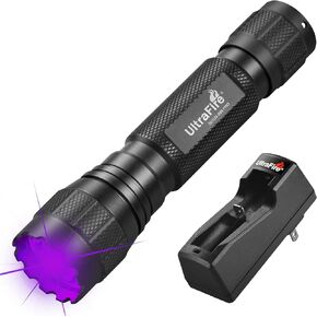 ULTRAFIRE UV Flashlight, 395-405 nm Single Mode LED Black Light Flashlight, 10W Powerful UV Light Blacklight Flashlights for Curing Resin, Scorpion Hunting, Spotting Pet Stains 501UV-395 PRO
