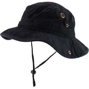Cotton Twill Washed Bucket Hunting Hat with Chin Strap