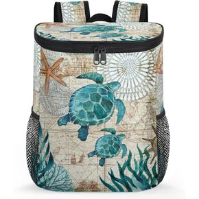 Bardic Cooler Backpack for Women Men, Ocean Turtle Insulated Leak Proof Backpack Cooler Sea Beach Turtle Waterproof Lightweight Cooler Bag for Camping Beach Picnic Travel, 9.85''x13.2''x7.3''