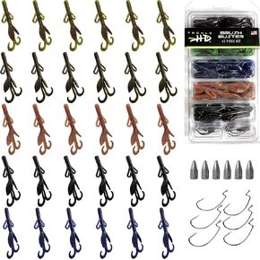 Tackle HD Brush Buster 42-Piece Bass Fishing Soft Plastic Lure Kit with Hooks and Weights