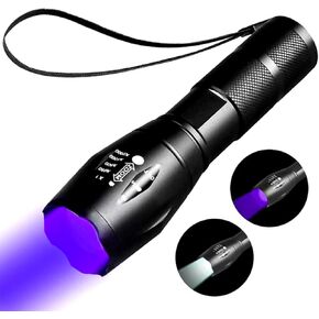 LED UV Flashlight Rechargeable, Mini UV Light, Blacklight Flashlights，Black Light Flashlight Mini, LED UV Torch 2 in 1 UV Blacklight and White Lights